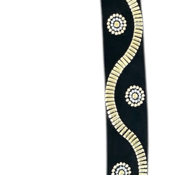 St. John Black and Gold Belt with Ornate Design, Velcro - Picture 3 of 5